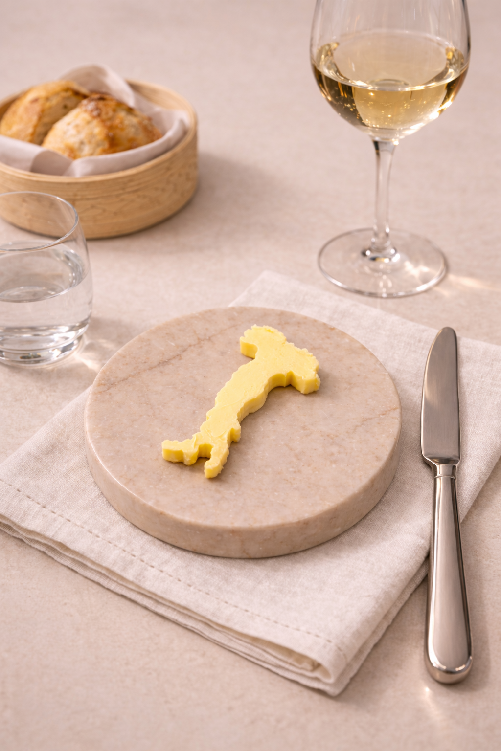 Olaszország formával készült vajlenyomat az Allora Hotel számára